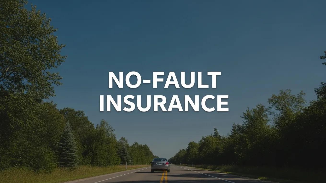 Michigan landscape with a car on a road representing no-fault insurance